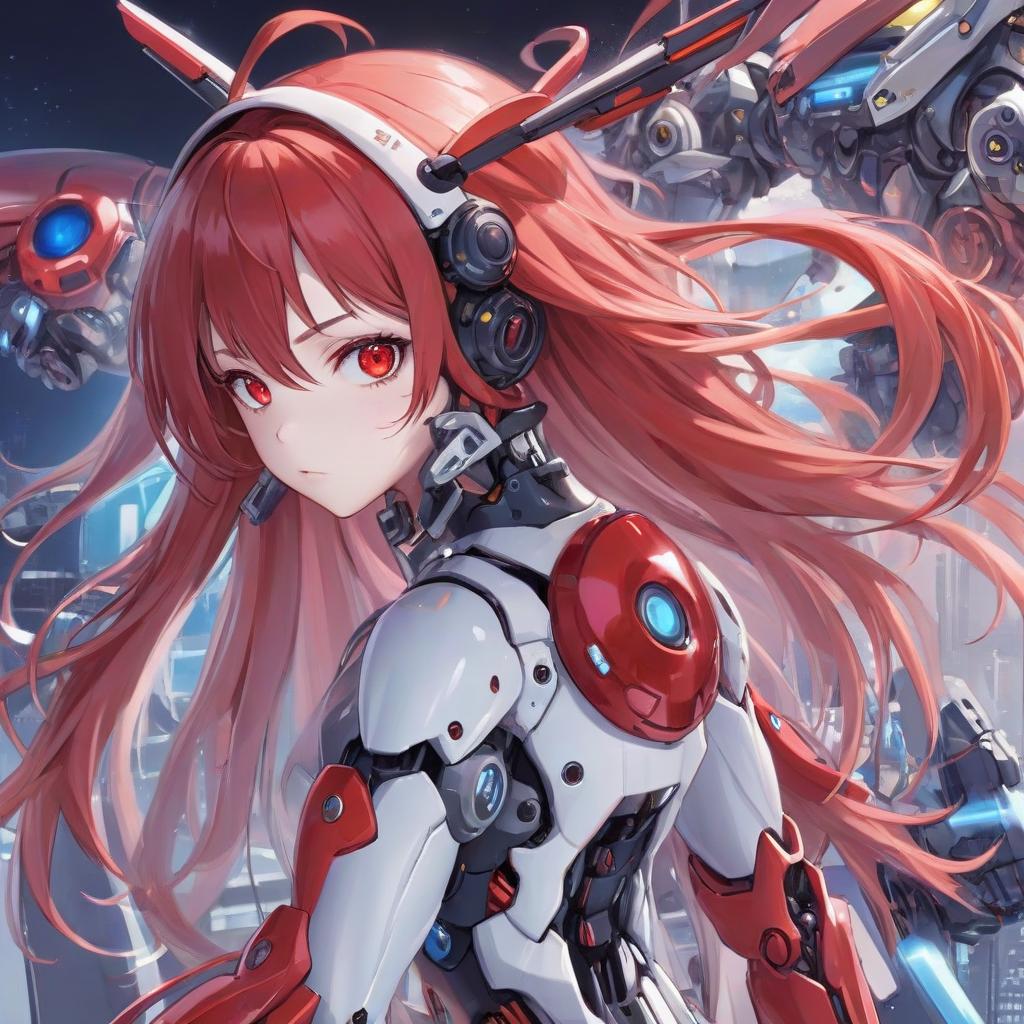  anime artwork pretty girl robot b ba bup 3000 super new version, long sky hair, red eyes, she has all the information about games . anime style, key visual, vibrant, studio anime, highly detailed