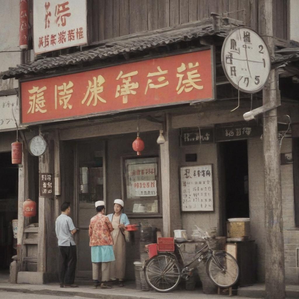  chinese town, tea store, sign text “tea875”