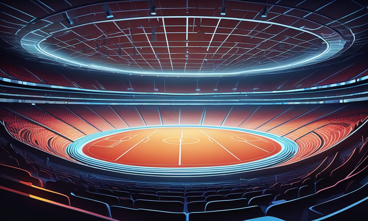  the arena for the battles of cars, the stands, the view from the inside, floodlights, anime, cartoon style, flat style, bright colors, thin contours, pure colors