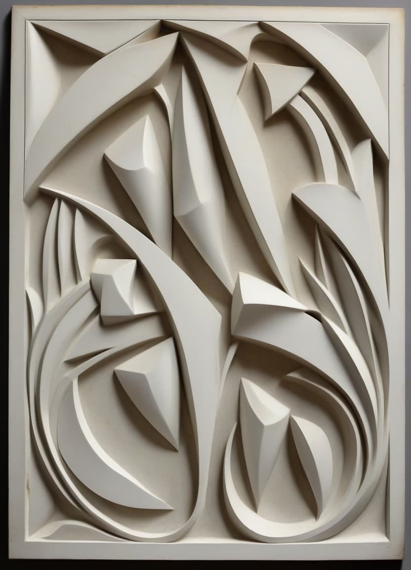  gypsum panels unusual geometric figures abstraction art nouveau art cubism