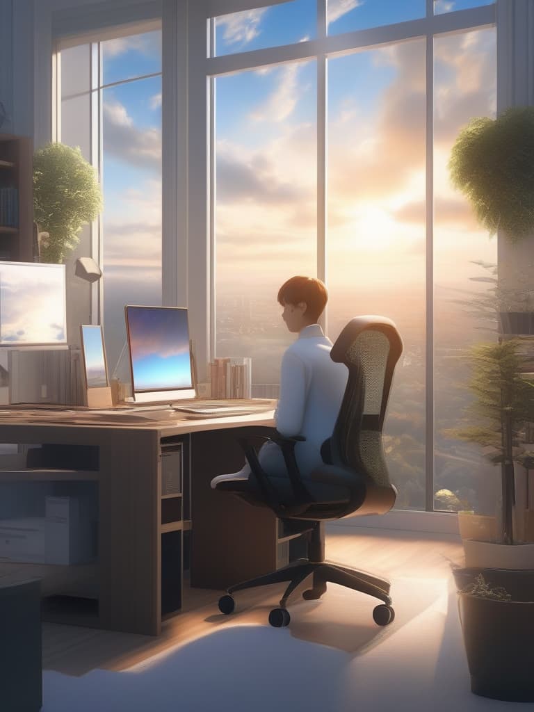  the sky is sunny, the background is an office area, a couple with a smile, masterpiece, best quality,8k,ultra detailed,high resolution,an extremely delicate and beautiful,hyper detail