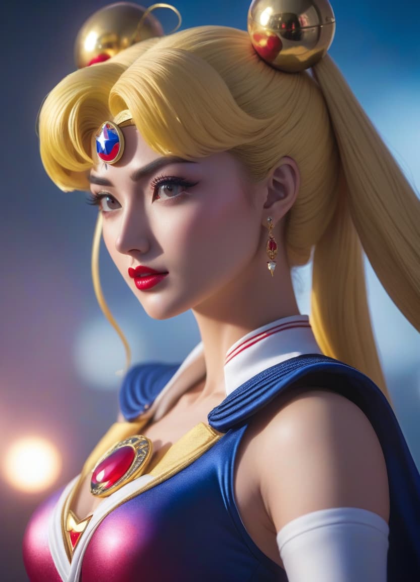  sailor moon is a negligent negligent, sexually retractive hyperrealistic, full body, detailed clothing, highly detailed, cinematic lighting, stunningly beautiful, intricate, sharp focus, f/1. 8, 85mm, (centered image composition), (professionally color graded), ((bright soft diffused light)), volumetric fog, trending on instagram, trending on tumblr, HDR 4K, 8K