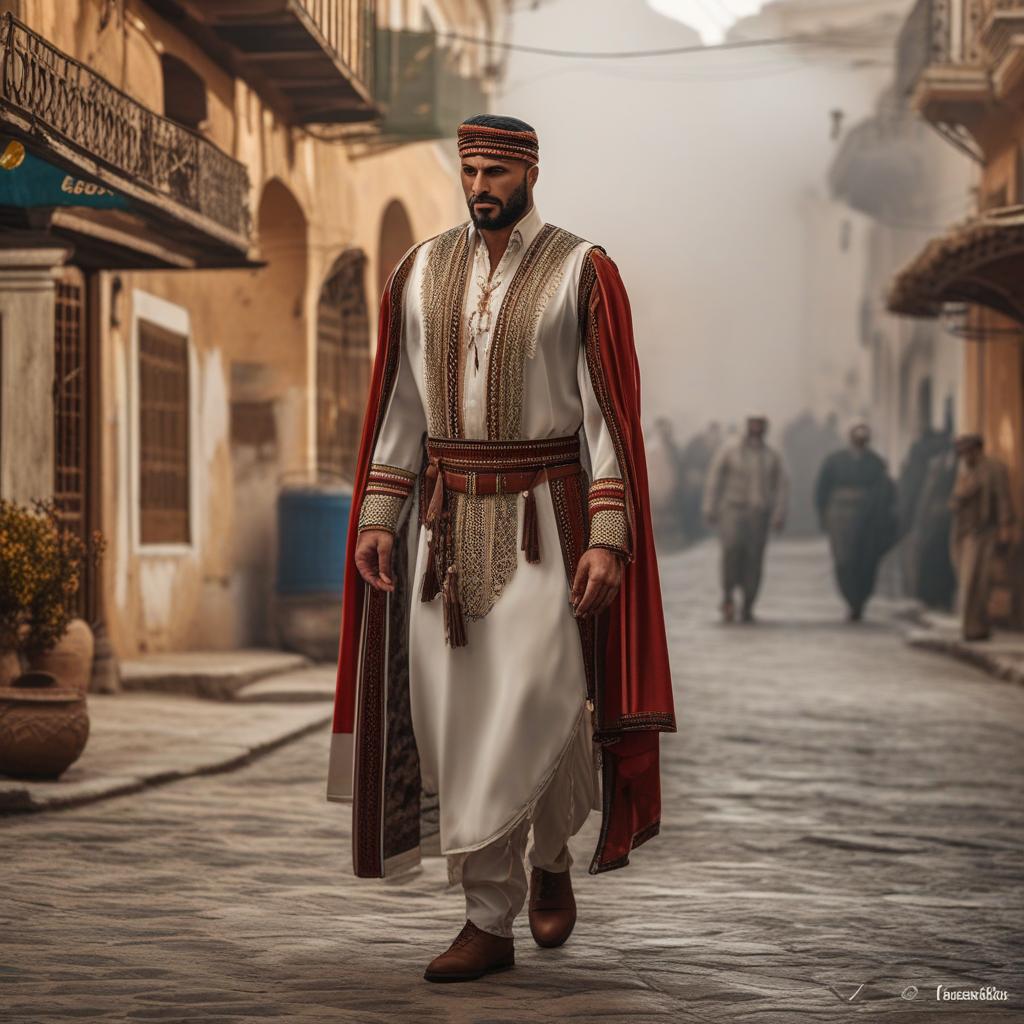  algeria hyperrealistic, full body, detailed clothing, highly detailed, cinematic lighting, stunningly beautiful, intricate, sharp focus, f/1. 8, 85mm, (centered image composition), (professionally color graded), ((bright soft diffused light)), volumetric fog, trending on instagram, trending on tumblr, HDR 4K, 8K