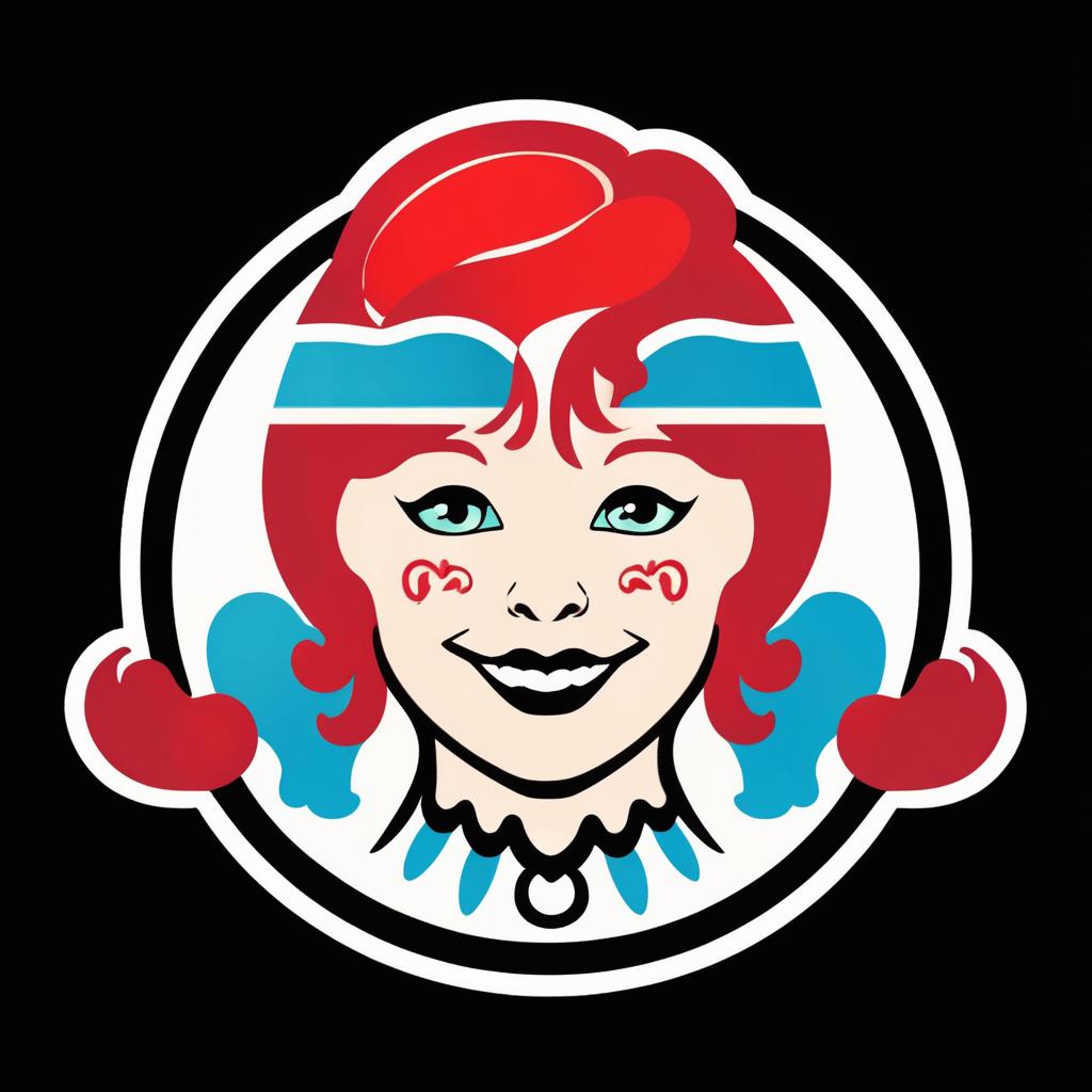  wendys logo in art noveau art style but still look like wendy's logo