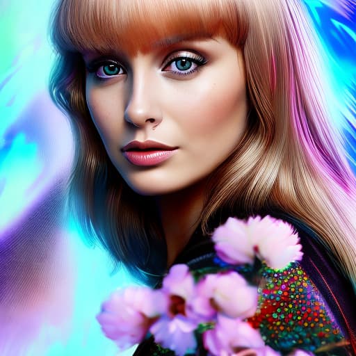 portrait+ style Russian queer TV actress blonde female face