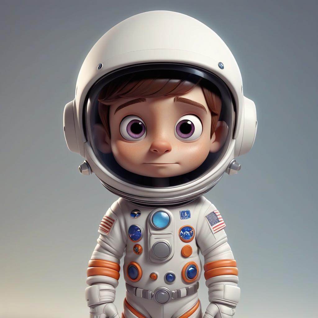  3d cartoon boy 5 years astronaut