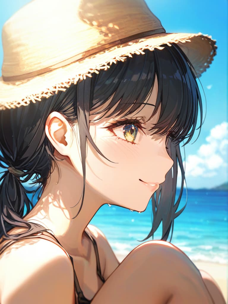  one piece, white, cute, black hair, long hair, smile, sea, masterpiece, best quality,8k,ultra detailed,high resolution,an extremely delicate and beautiful,hyper detail