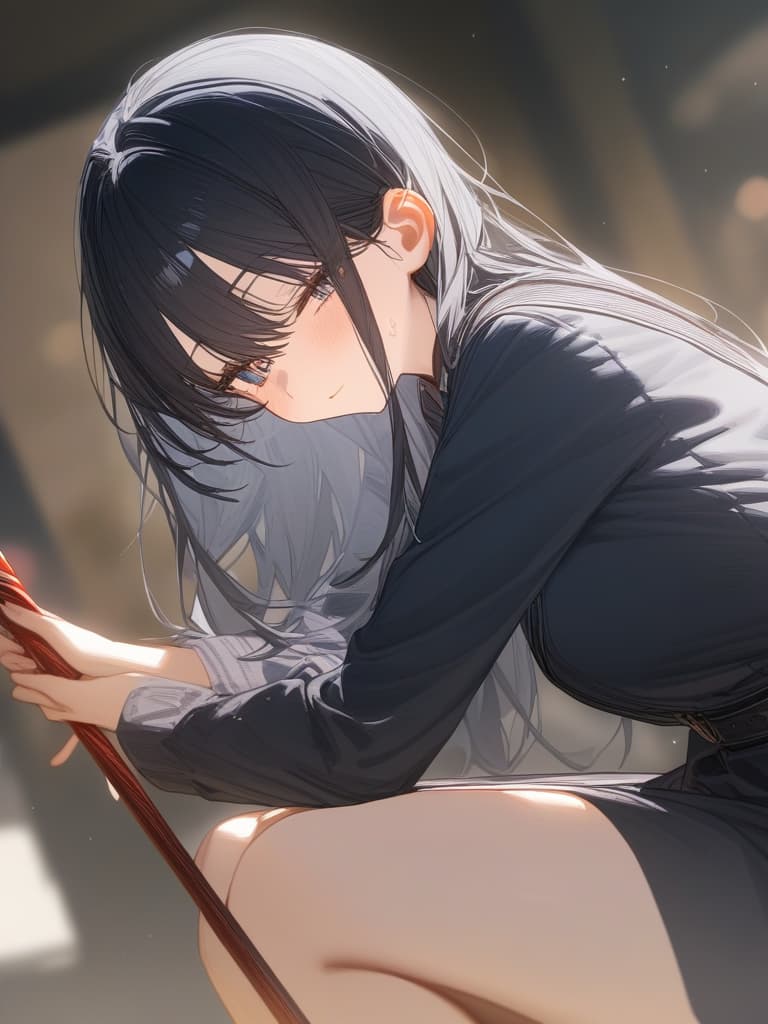  a black haired girl with a magic cane, masterpiece, best quality,8k,ultra detailed,high resolution,an extremely delicate and beautiful,hyper detail