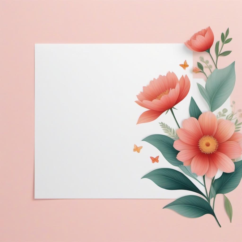  Draw a background for a greeting card in a minimalist style. It should contain bed tones or a gradient of bed tones, patterns in the corner or on the sides of the postcard, there must be an empty space in the middle of the postcard.