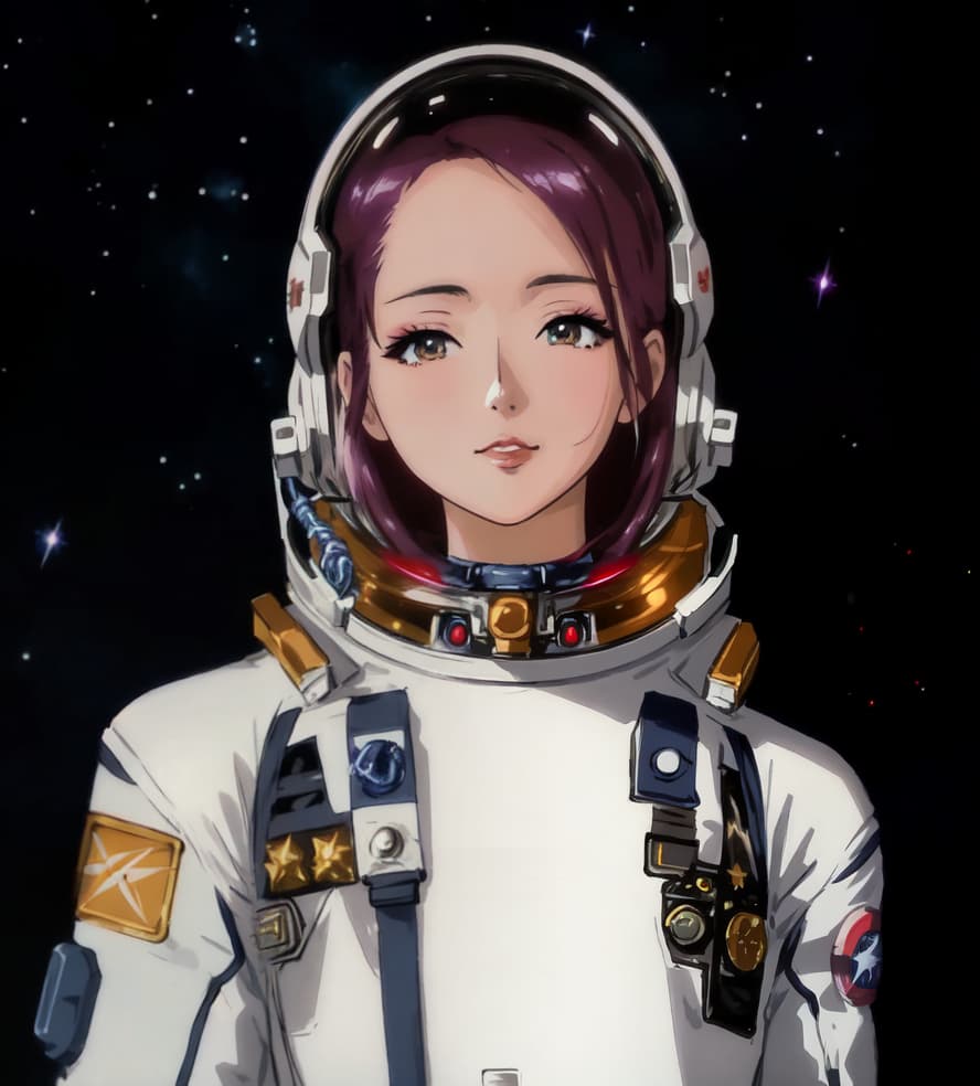  anime style, astronaut in space, fully detailed outer space background with stars, galaxies, nebulae, vibrant colors, wearing detailed space suit, cosmic scene, highly detailed spacesuit, complete space environment, clothing replace, space suit hyperrealistic, full body, detailed clothing, highly detailed, cinematic lighting, stunningly beautiful, intricate, sharp focus, f/1. 8, 85mm, (centered image composition), (professionally color graded), ((bright soft diffused light)), volumetric fog, trending on instagram, trending on tumblr, HDR 4K, 8K