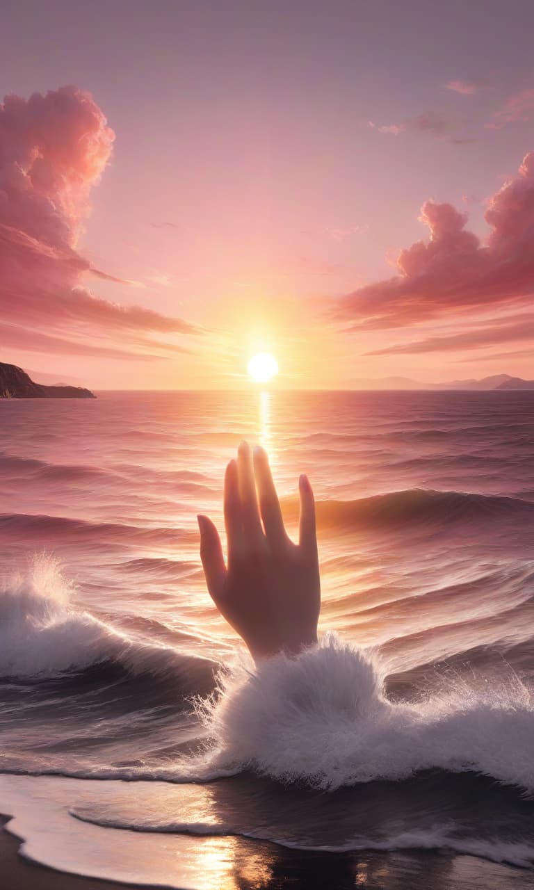  concept art color pink, white, black, gold sun, sunset, sea . digital artwork, illustrative, painterly, matte painting, highly detailed, perfect hands