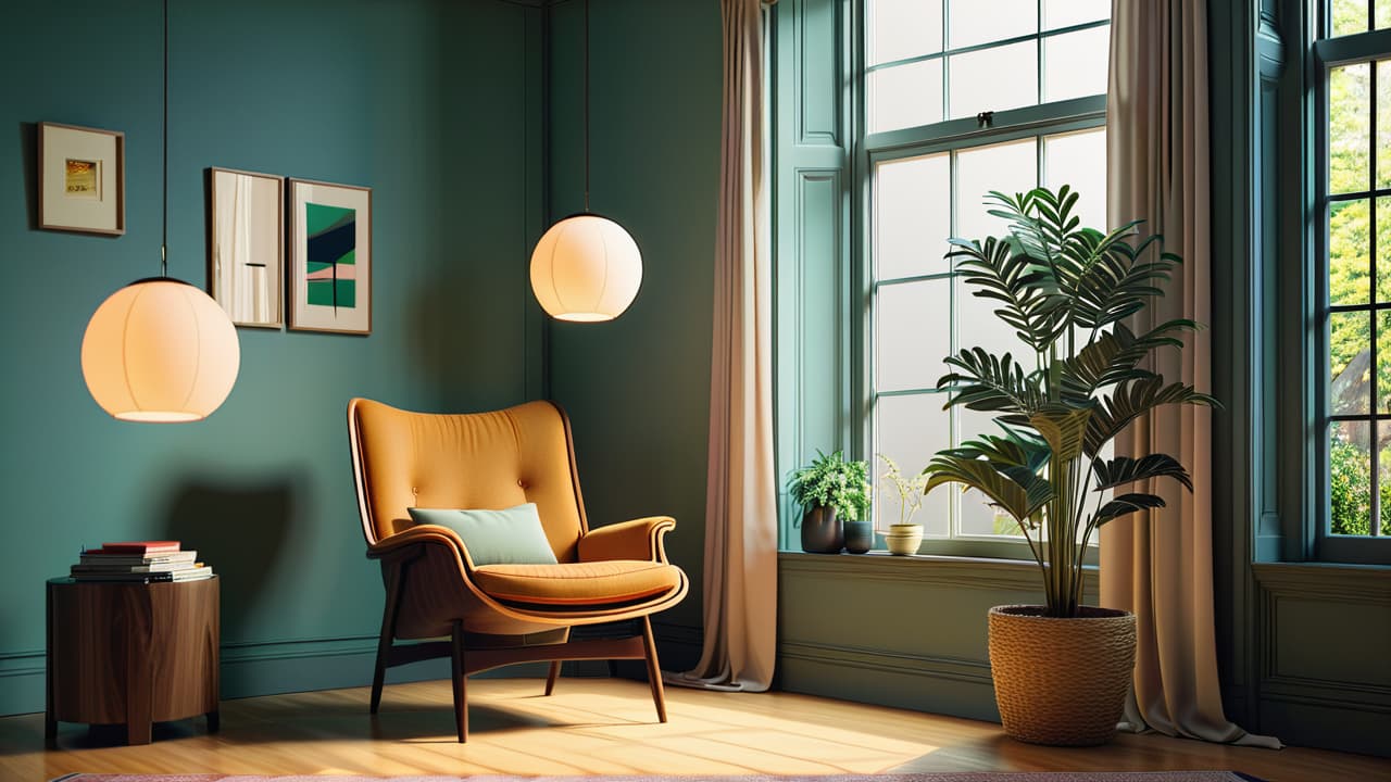  a serene, clutter free room with soft natural light, a single potted plant, and a simple wooden table. a cozy armchair beside a large window, emphasizing tranquility and simplicity in minimalist living. hyperrealistic, full body, detailed clothing, highly detailed, cinematic lighting, stunningly beautiful, intricate, sharp focus, f/1. 8, 85mm, (centered image composition), (professionally color graded), ((bright soft diffused light)), volumetric fog, trending on instagram, trending on tumblr, HDR 4K, 8K