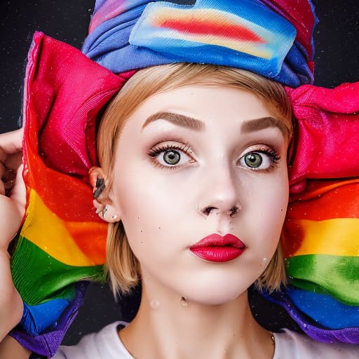 portrait+ style Russian LGBT queer Tiktok personality blonde female face