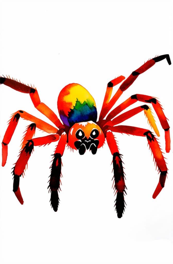  artwork hand drawn watercolor halloween spider isolated on white background ar 2:3, watercolor techniques, featuring fluid colors, subtle gradients, transparency associated with watercolor art