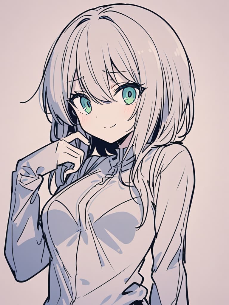  absurdres,highres,breakgirl,monochrome,green only eyes is colored,detailed eyes,monochrome clothing,white background,smilebreak<lora:animeoutline:0.6>