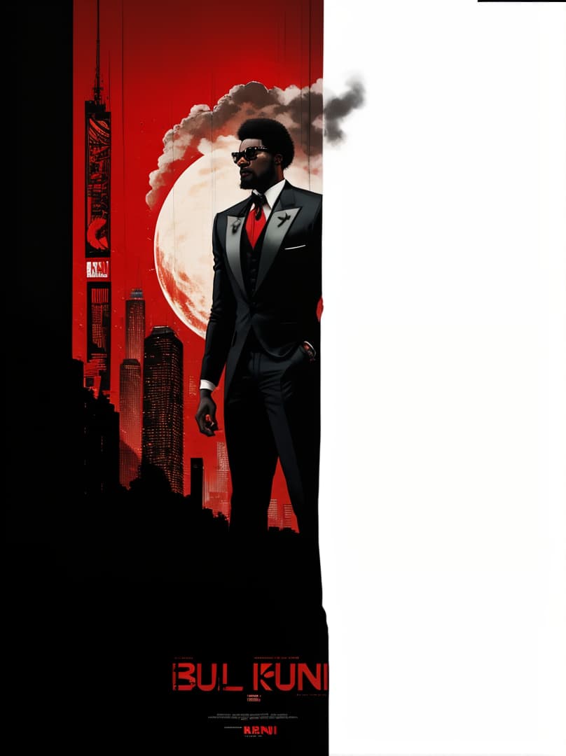  , silhouette a dapper black man with big afro in a scarface poster, with a big letter D, movie poster, black and red, full body, comic art, hard edges, style of frank miller,,bull head<lora:cyber-samurai-by-hailokni:0.77156928615338><lora:egyptpunk:0.3990027353985439><lora:styleshiftsketch:0.8648152084221066><lora:medchamtsv1:0.5193657102347369> hyperrealistic, full body, detailed clothing, highly detailed, cinematic lighting, stunningly beautiful, intricate, sharp focus, f/1. 8, 85mm, (centered image composition), (professionally color graded), ((bright soft diffused light)), volumetric fog, trending on instagram, trending on tumblr, HDR 4K, 8K