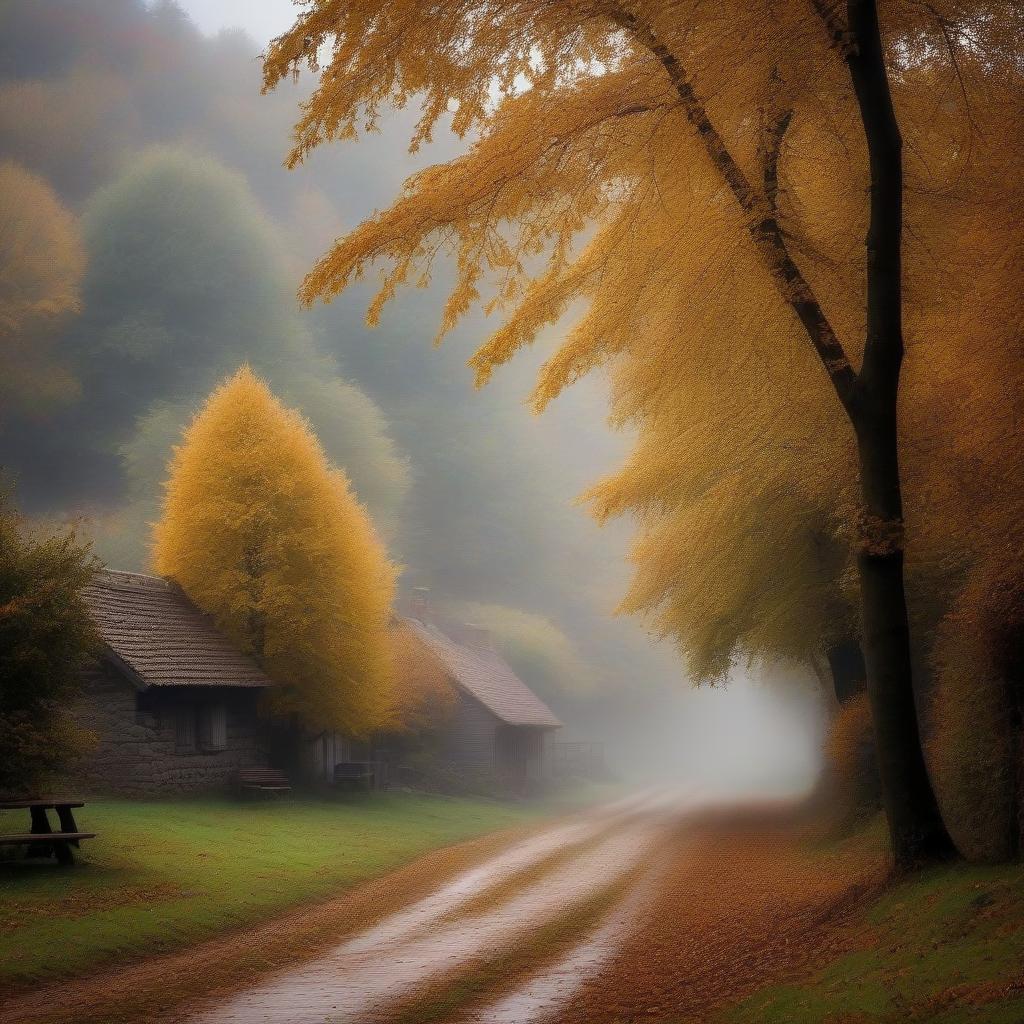  Autumn in the village. Don't worry our nerves, What's out there in the world, what happened... misty mist in the village The leaves flew from the apple trees, The smell of summer was forgotten. Happy birthday to the Most Pure, Autumn, rural life...