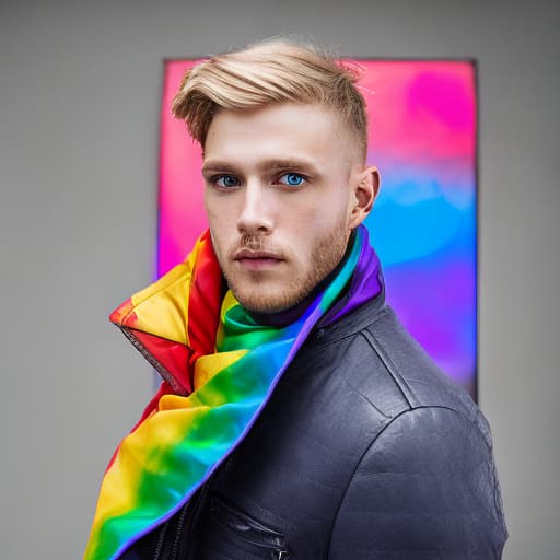 portrait+ style Russian LGBT queer teacher blonde hunk dude face