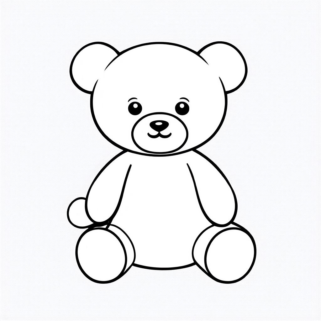  contour, very simple image in one unbroken black ink line, single line of cute teddy bear sitting sideways, solid white background using a single continuous black line ink brushon white background, drawing should be created without lifting the pen, recognizable features of cute teddy bear sitting sideways, solid white background in one unbroken line