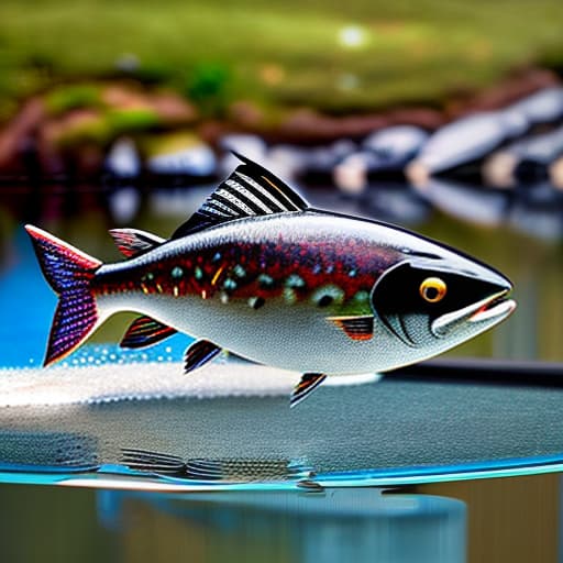 wa-vy style trout fish in water and fishing lure hyperrealistic, full body, detailed clothing, highly detailed, cinematic lighting, stunningly beautiful, intricate, sharp focus, f/1. 8, 85mm, (centered image composition), (professionally color graded), ((bright soft diffused light)), volumetric fog, trending on instagram, trending on tumblr, HDR 4K, 8K