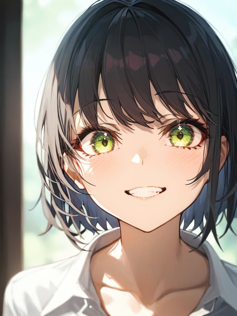  jito's eyes girl, pierced, black hair, long, grinning, mocking, masterpiece, best quality,8k,ultra detailed,high resolution,an extremely delicate and beautiful,hyper detail