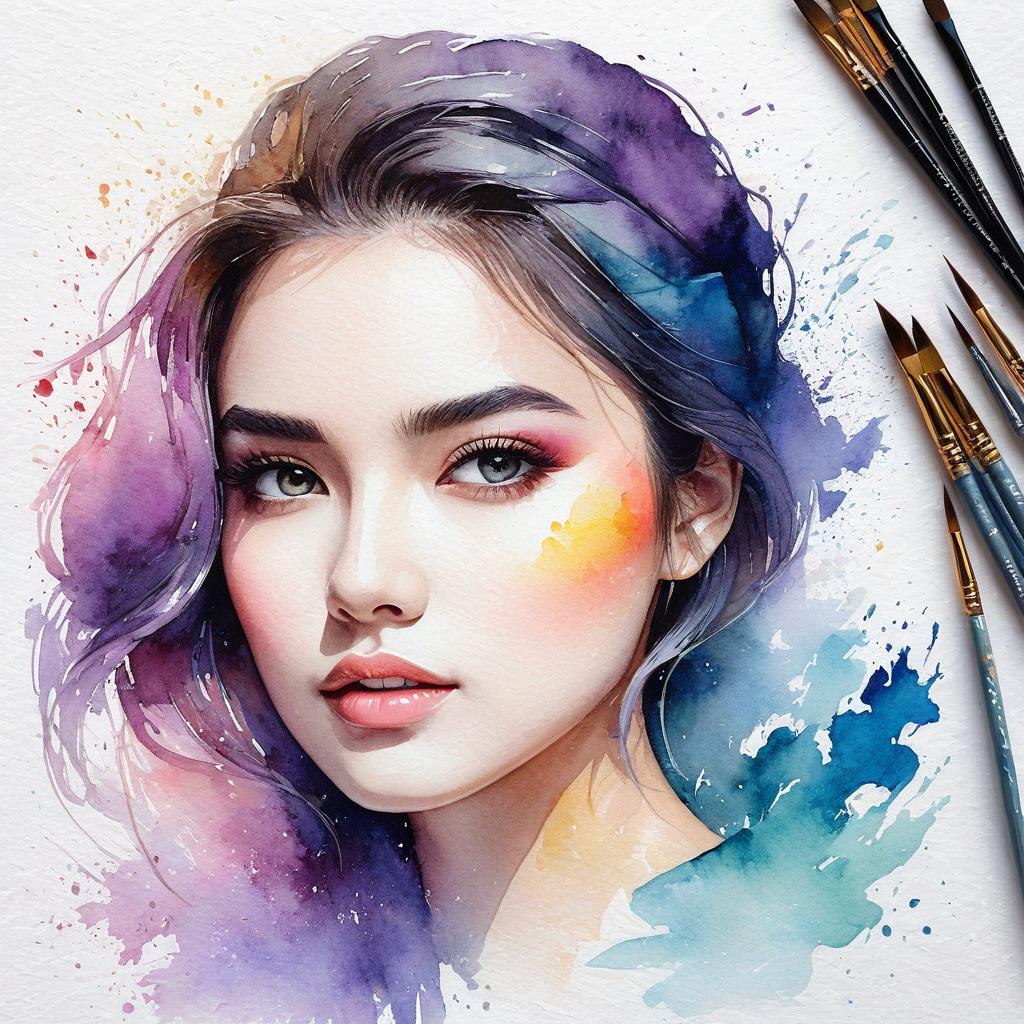  watercolor painting,instaport style, portrait of create a half woman half stone [multi color watercolors with a white background], haze, film photography, light ethereal leaks, sharp focus, intricate highly detailed acrylic painting, palette knife and brush strokes, trending on artstation, trending on pixiv fanbox