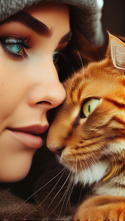 portrait+ style portrait+ style, Girl with cat, ultra realistic, hyper detail, Canon EOS R3, nikon, f/1.4, ISO 200, 1/160s, 8K, RAW, unedited, symmetrical balance, in-frame, HDR 4K