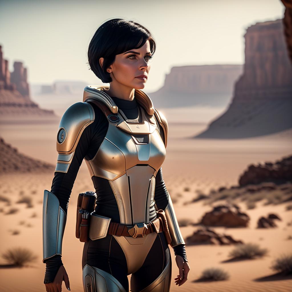  cinematic film still draw a full length female character, a very short cut black hair, a character living on a distant colonized planet, a tracker . shallow depth of field, vignette, highly detailed, high budget, bokeh, cinemascope, moody, epic, gorgeous, film grain, grainy