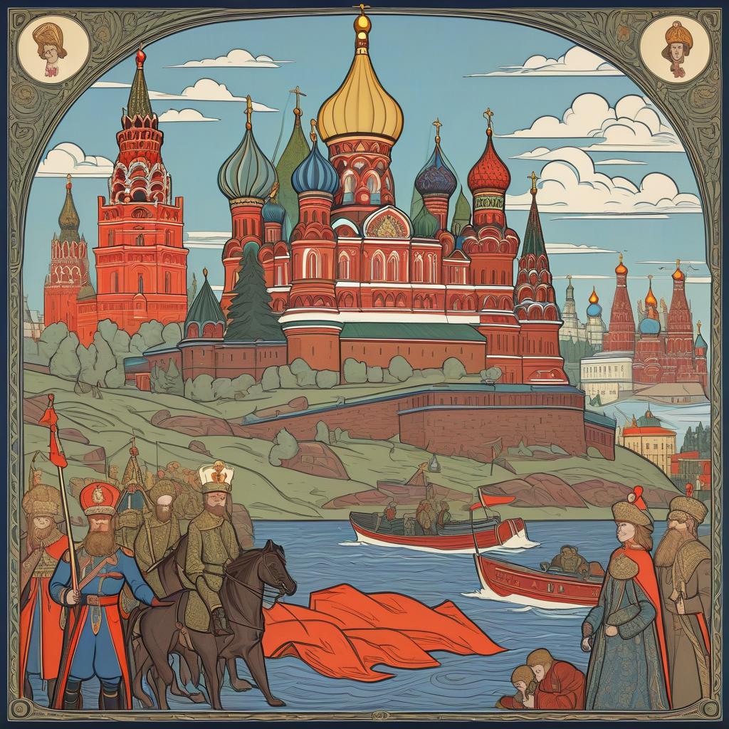  russian empire in the style of illustrations by bilibin