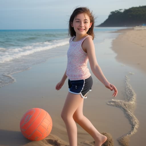   girl wearing shorts playing on beach