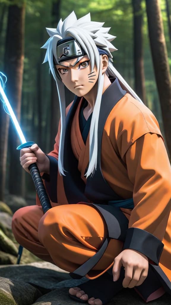  sakumo hatake from naruto, powerful and skilled, surpassing the legendary sannin, in anime art hyperrealistic, full body, detailed clothing, highly detailed, cinematic lighting, stunningly beautiful, intricate, sharp focus, f/1. 8, 85mm, (centered image composition), (professionally color graded), ((bright soft diffused light)), volumetric fog, trending on instagram, trending on tumblr, HDR 4K, 8K