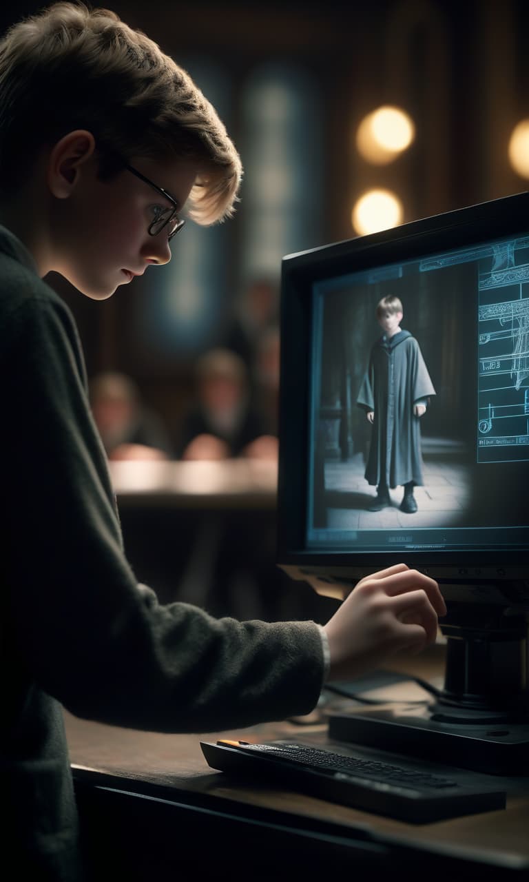  cinematic film still graphic monitor for drawing in the hands of a student from hogwarts. graphic monitor close up . shallow depth of field, vignette, highly detailed, high budget, bokeh, cinemascope, moody, epic, gorgeous, film grain, grainy