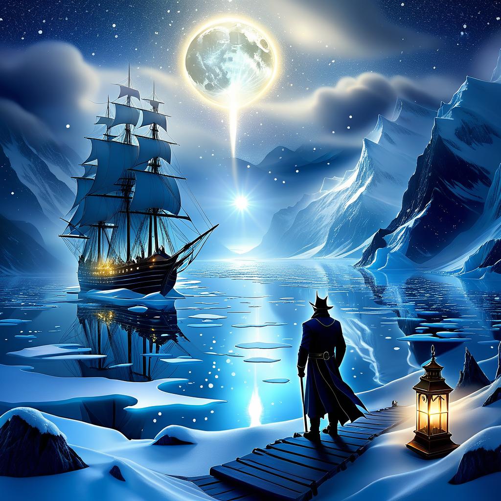  dreamscape we're sailing on an ice floe, like a brigantine on the grey, rugged the seas and all through the night star bears shining their light ♪ to ships far away ♪ . surreal, ethereal, dreamy, mysterious, fantasy, highly detailed