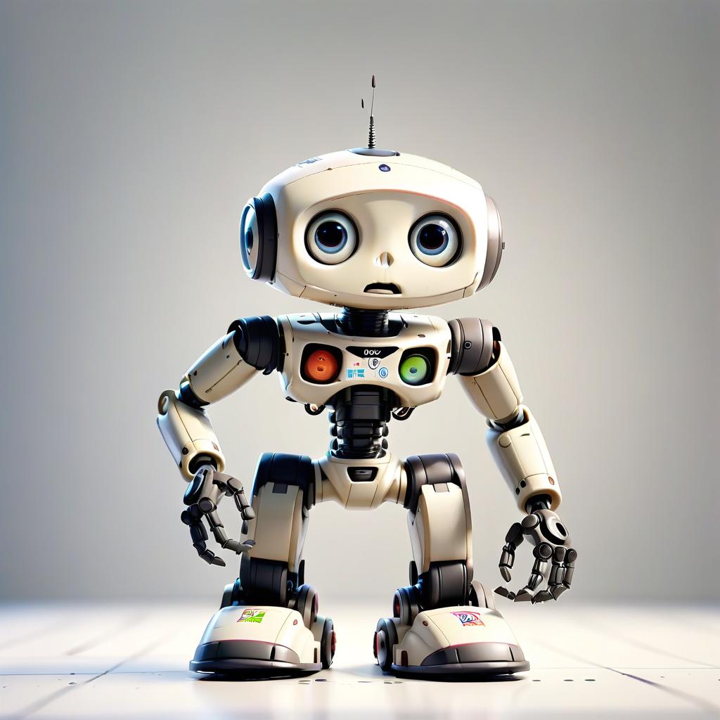  cinematic photo pixar style support robot on a monotonous white background . 35mm photograph, film, bokeh, professional, 4k, highly detailed, t shirt design, film photography style