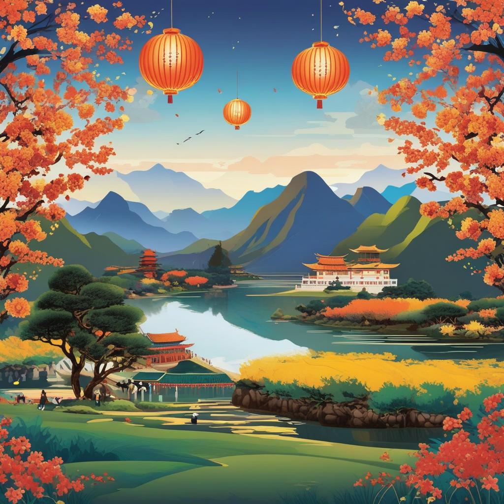  masterpiece, best quality,Generate a picture labeled Happy Mid-Autumn Festival 2024