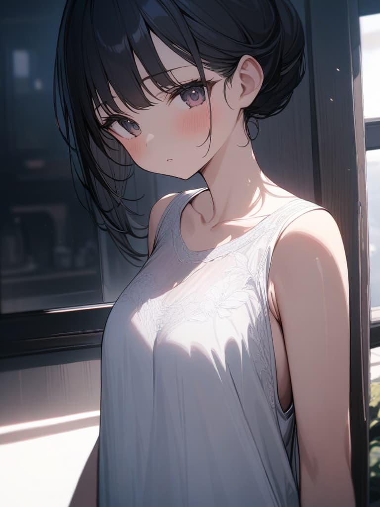  a young japanese woman with a big that seems to be pretty, cute, cute, and a kimono, a young japanese woman with a plump bust, black hair, stomach., masterpiece, best quality,8k,ultra detailed,high resolution,an extremely delicate and beautiful,hyper detail