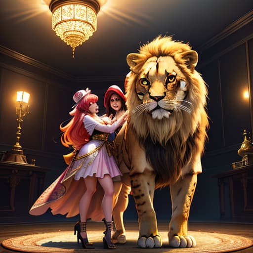  a big cat hugs a cute girl in the living room,pokemon,lion,mount fuji hyperrealistic, full body, detailed clothing, highly detailed, cinematic lighting, stunningly beautiful, intricate, sharp focus, f/1. 8, 85mm, (centered image composition), (professionally color graded), ((bright soft diffused light)), volumetric fog, trending on instagram, trending on tumblr, HDR 4K, 8K