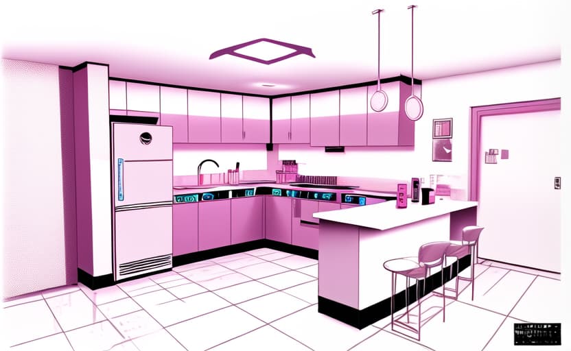  cyberpunk style kitchen. cyberpunk, vaporwave, neon, vibes, vibrant, stunningly beautiful, crisp, detailed, sleek, ultramodern, magenta highlights, dark purple shadows, high contrast, cinematic, ultra detailed, intricate, professional