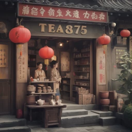  chine town, tea shop, three sunflowers, text “tea875”, epic foto, 4k, shot 35 mm, realism, octane render, 8k, trending on artstation, 35 mm camera, unreal engine, hyper detailed, photo realistic maximum detail, volumetric light, realistic matte painting, hyper photorealistic, trending on artstation, ultra detailed, realistic