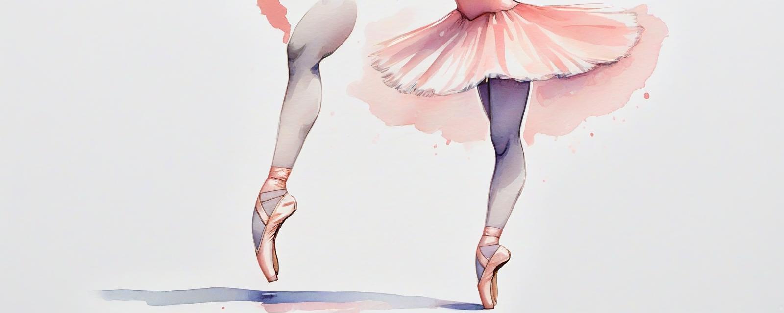  sketch watercolor ballerina standing on stage raised one leg, sticker