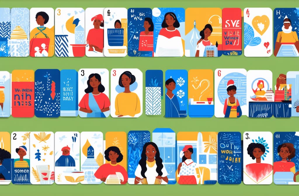  flat illustration, flaticon, (illustration:1.15), happy international women's day. march 8th. different races and nationalities. colored hand drawn vector illustrations. set of cards and seamless pattern ar 3:2, [cory loftis, strobist, pascal campion :: 0.2]