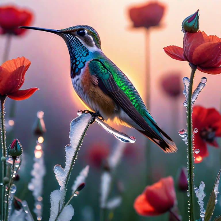  light blue hyper detailed water hummingbird made of ice, swamp on pastel pink sunrise, water drops, translucent glow, liquid, dynamic water flow, ultra detailed, 8k. masterpiece, trending on artstation, sharp focus, studio photo, intricate details, highly detailed, by greg rutkowski<lora:xl more art full v1:0.5>, incredible beauty of ukraine, red poppies, yellow flowers, sky, field, sun, symbols of ukraine, symbols of canada, maple, sunny sky, clear sky, love, magic, peace and tranquility hyperrealistic, full body, detailed clothing, highly detailed, cinematic lighting, stunningly beautiful, intricate, sharp focus, f/1. 8, 85mm, (centered image composition), (professionally color graded), ((bright soft diffused light)), volumetric fog, trending on instagram, trending on tumblr, HDR 4K, 8K