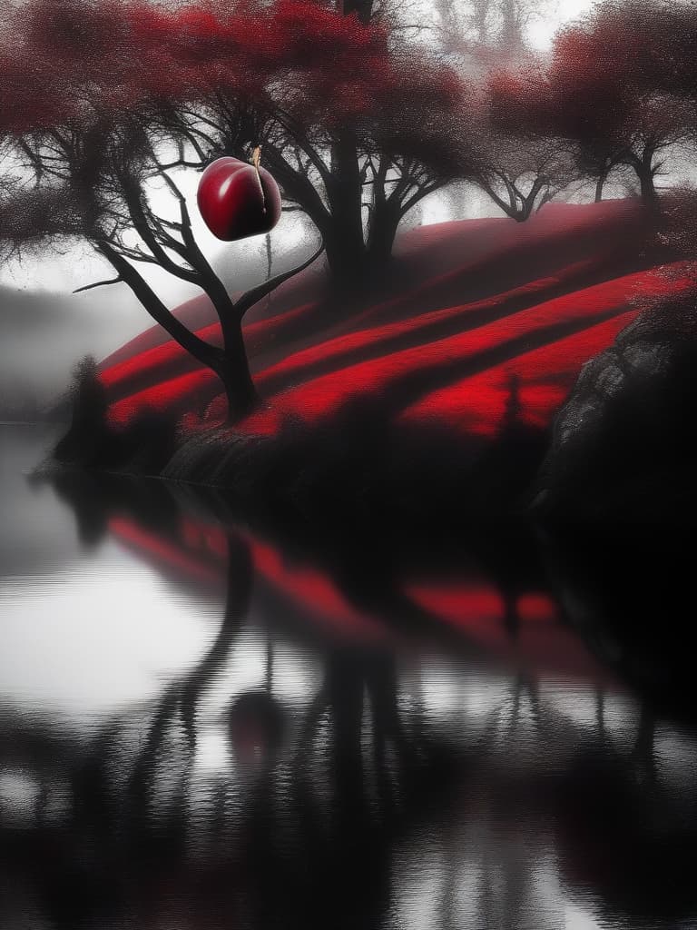  ((only the red apple is colored: 1.4)){{black and white,monochrome world: 1.4}}super detailed,8k,high resolution,absurd,employed,detailed,delicate composition,cinematic angle,bold composition,detailed depiction,((no people: 1.4)){{table,tablecloth,red apple on the table}}((black and white,monochrome photography,landscape photography)){only the red apple is colored: 1.4},best quality,masterpiece,wild nature oil painting