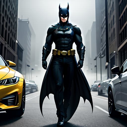  car,batman hyperrealistic, full body, detailed clothing, highly detailed, cinematic lighting, stunningly beautiful, intricate, sharp focus, f/1. 8, 85mm, (centered image composition), (professionally color graded), ((bright soft diffused light)), volumetric fog, trending on instagram, trending on tumblr, HDR 4K, 8K