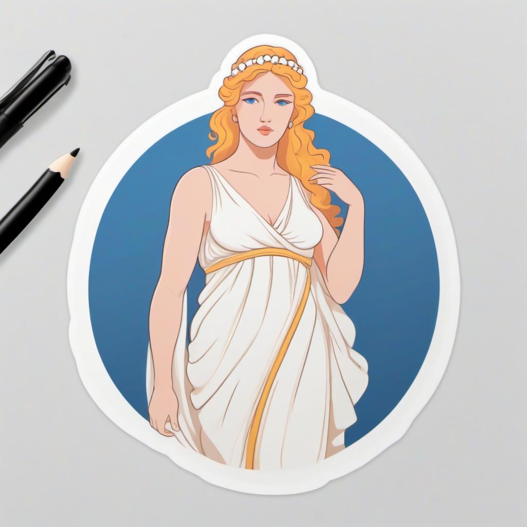  minimalist style draw the full length greek god aphrodite . simple, clean, uncluttered, modern, elegant, sticker