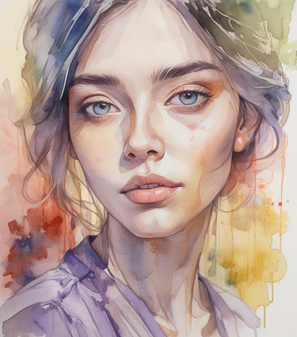  watercolor painting portrait drawing style . vibrant, beautiful, painterly, detailed, textural, artistic