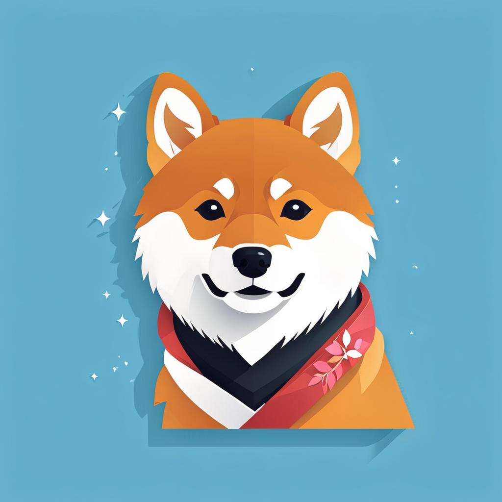  shiba inu japonsko , (ios style mobile app icon:1.5), logo, midjourney style, hq, hightly detailed, 4k