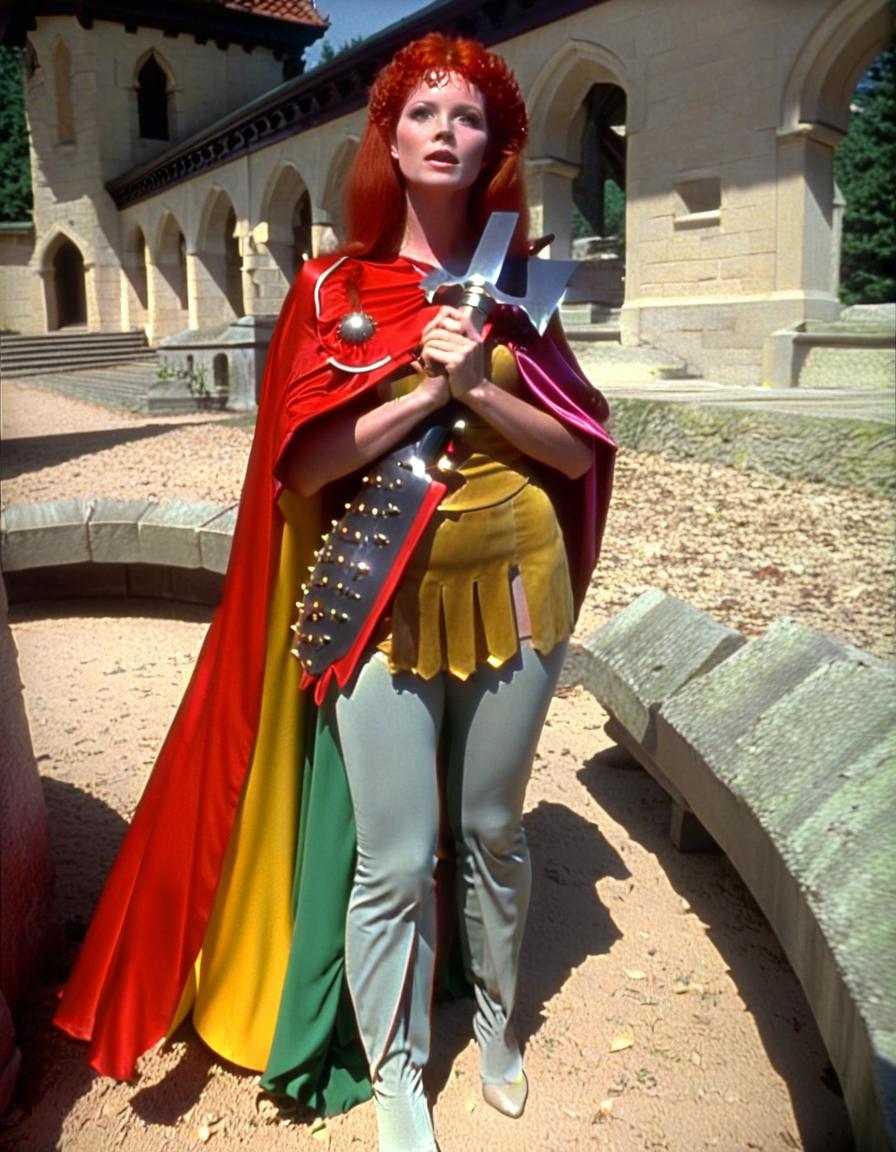  dvd screengrab, woman with red hair from 1982 dark fantasy film, "excalibur"