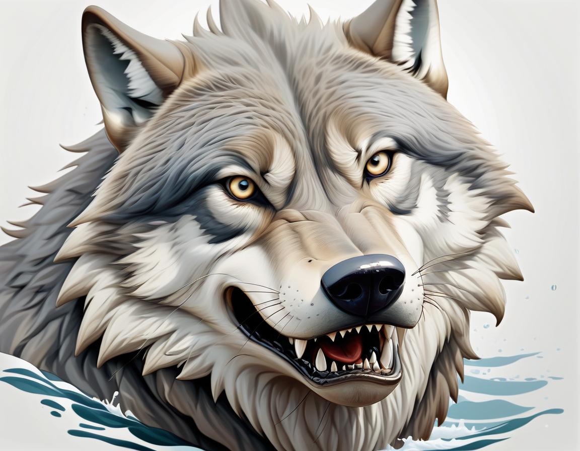  sea wolf. white background.