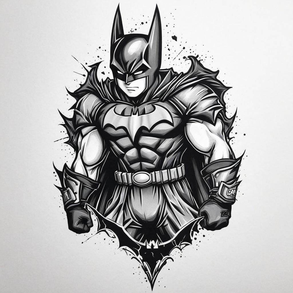  goku with a batman suit,(tattoo), tattoo design